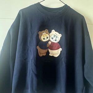 Uniqlo Navy Blue Crewneck Sweater with Bear Graphic